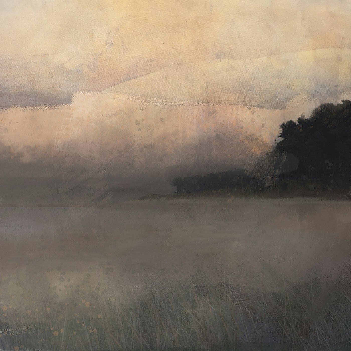 Painting by Veronica Dooley titled Stillness Was Broken - Digital drawing on archival cotton · 30 x 30 cm