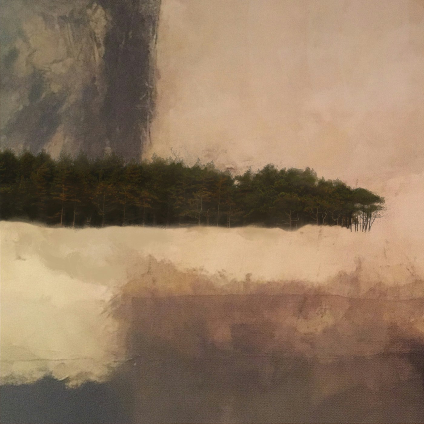 Painting by Veronica Dooley titled The Forest Fell Silent - Digital drawing on archival cotton · 30 x 30 cm