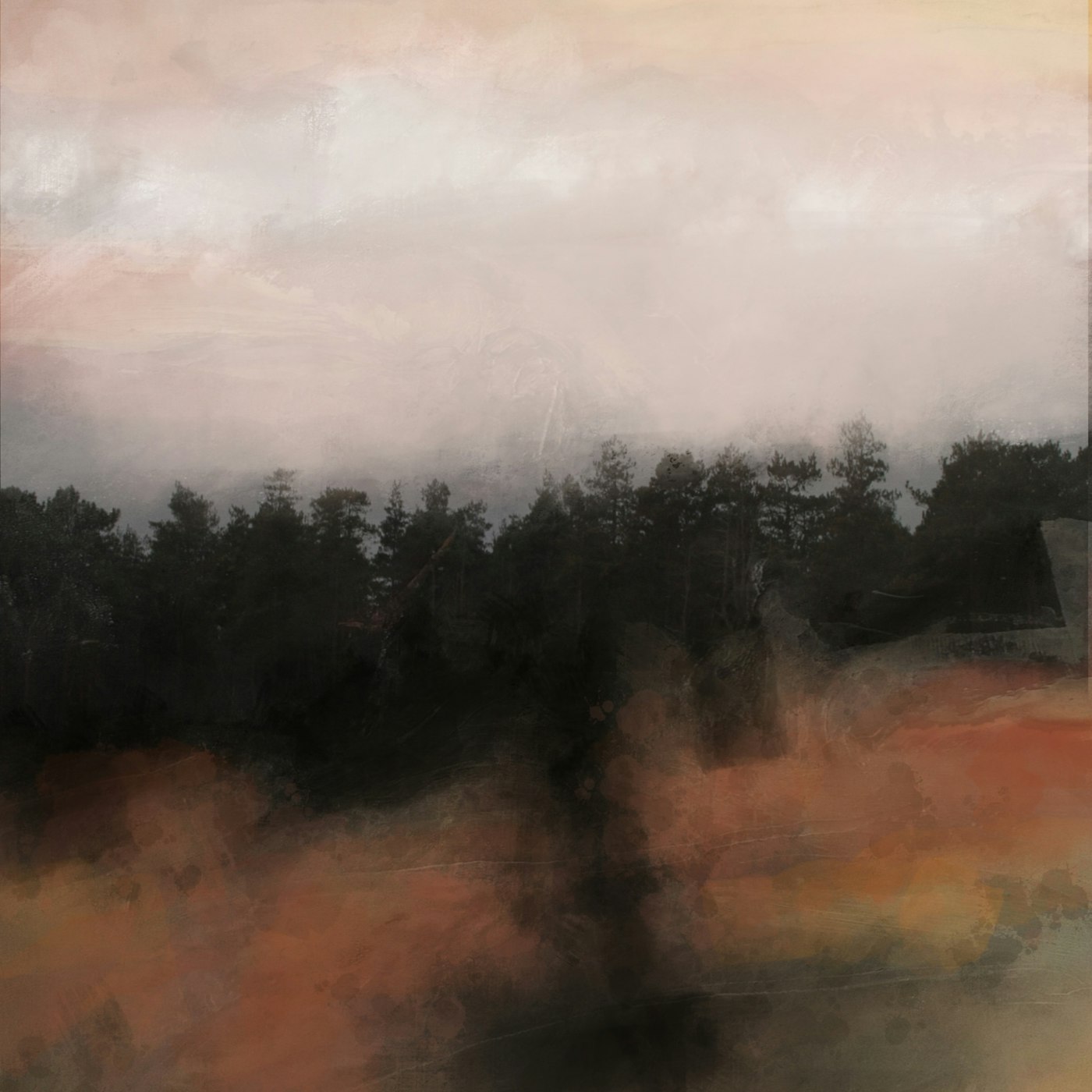 Painting by Veronica Dooley titled Between the Sky and the Ground - Digital drawing on archival cotton · 40 x 40 cm