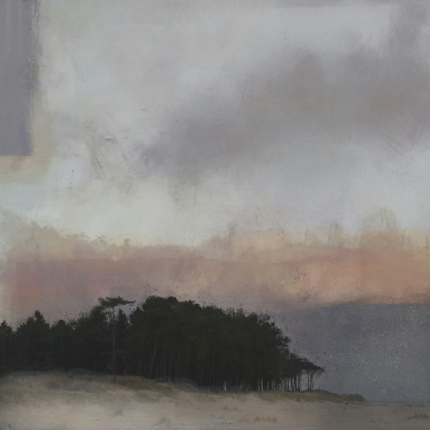 Painting by Veronica Dooley titled The Clouds Darkened - Digital drawing on archival cotton · 40 x 40 cm