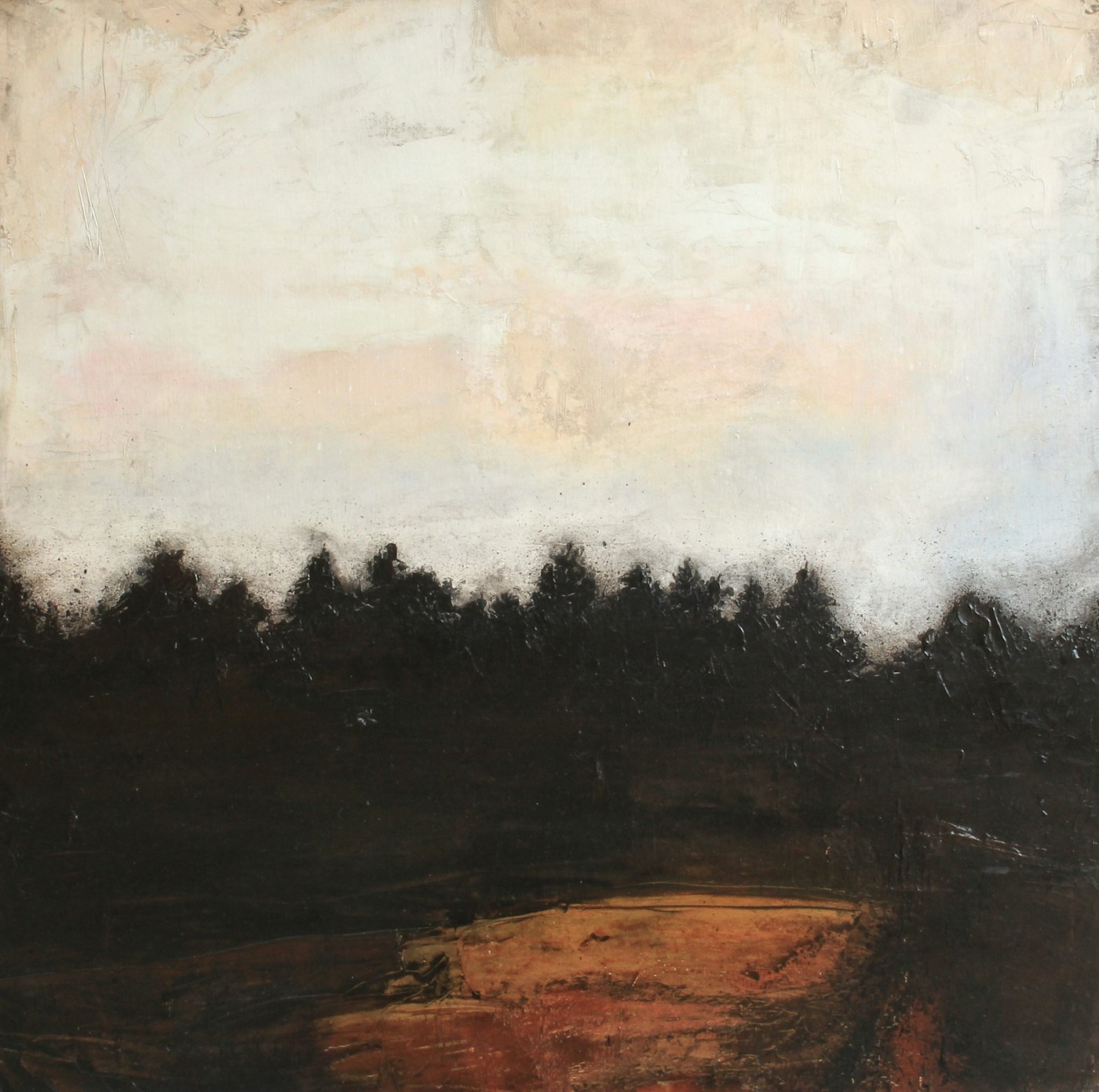 Painting by Veronica Dooley titled Between the Sky & the Ground - Oil and mixed pigment on panel · 60 x 60 cm